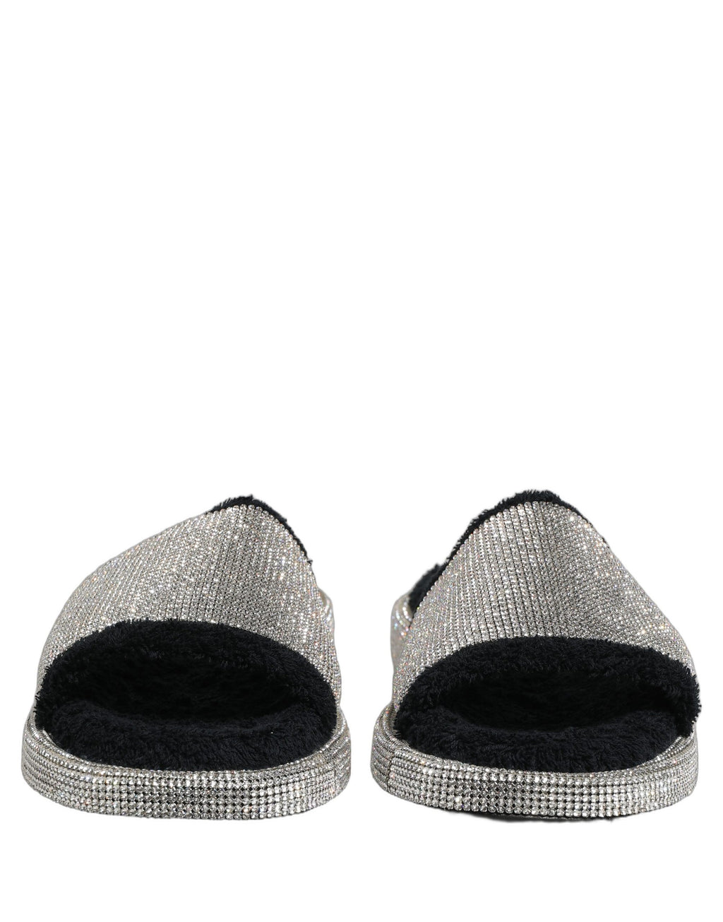 Dolce & Gabbana Schwarze Plateau-Slipper für Herren mit Kristallbesatz