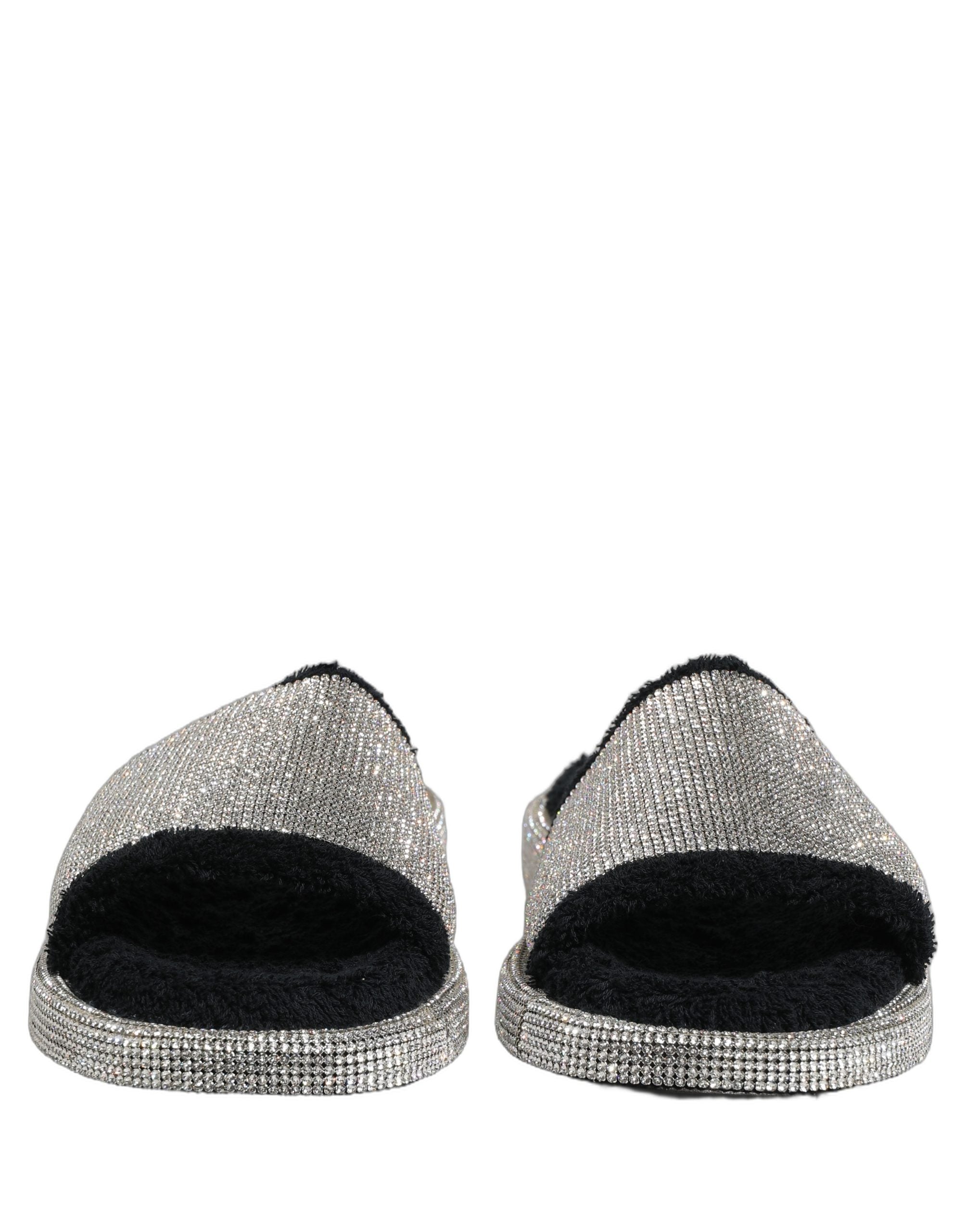 Dolce & Gabbana Schwarze Plateau-Slipper für Herren mit Kristallbesatz
