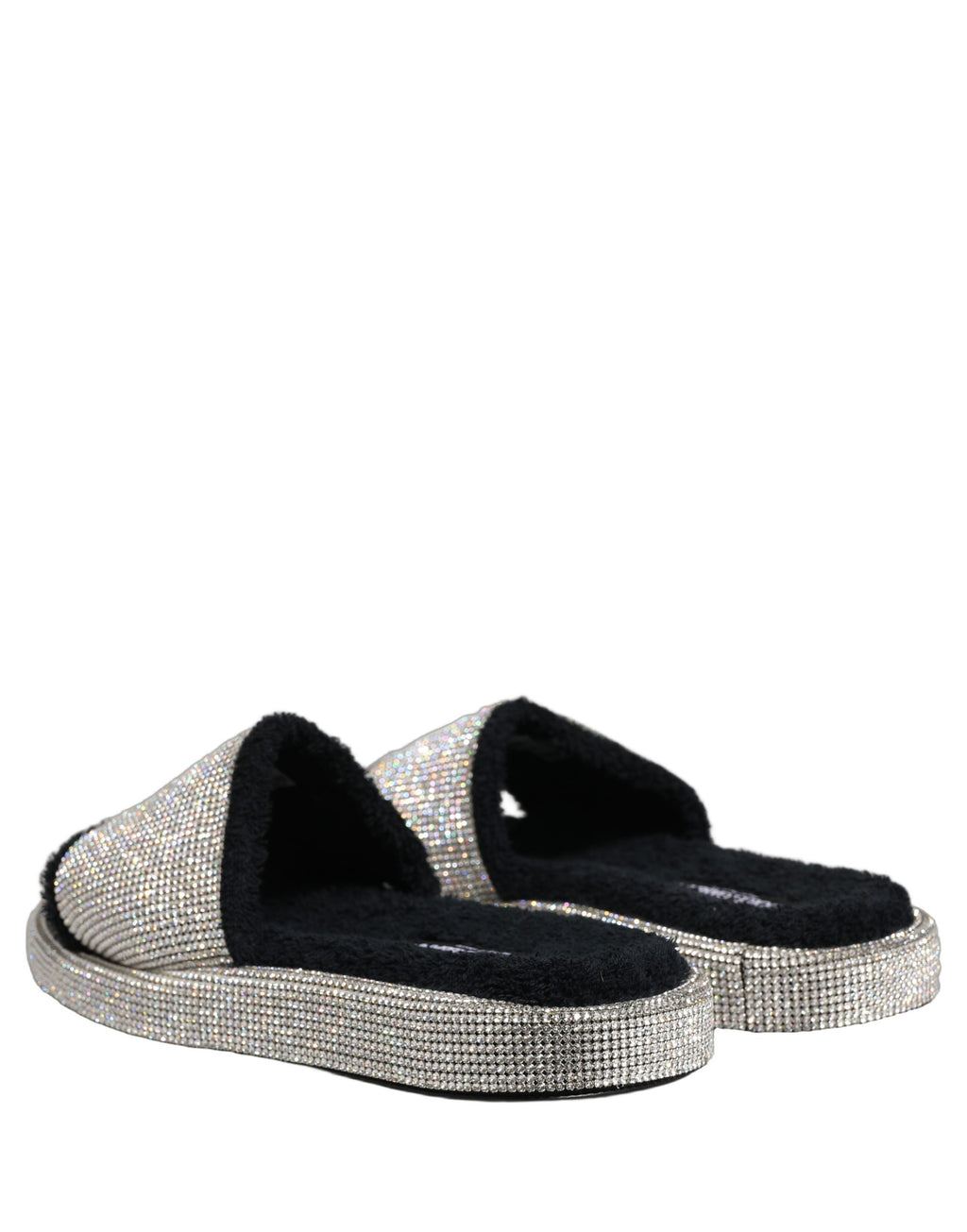 Dolce & Gabbana Schwarze Plateau-Slipper für Herren mit Kristallbesatz