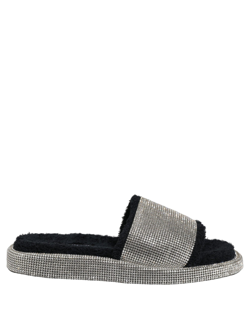 Dolce & Gabbana Schwarze Plateau-Slipper für Herren mit Kristallbesatz