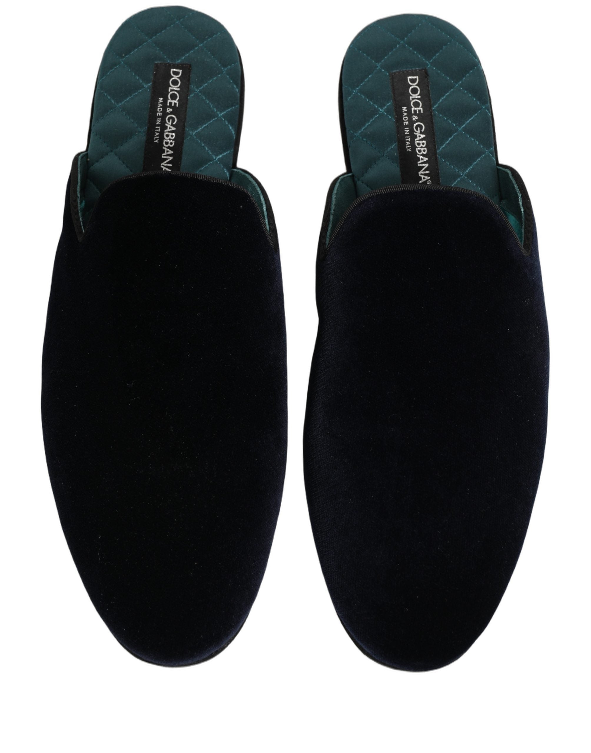 Dolce & Gabbana Dunkelblaue Wildleder-Slipper, flache Herrenschuhe