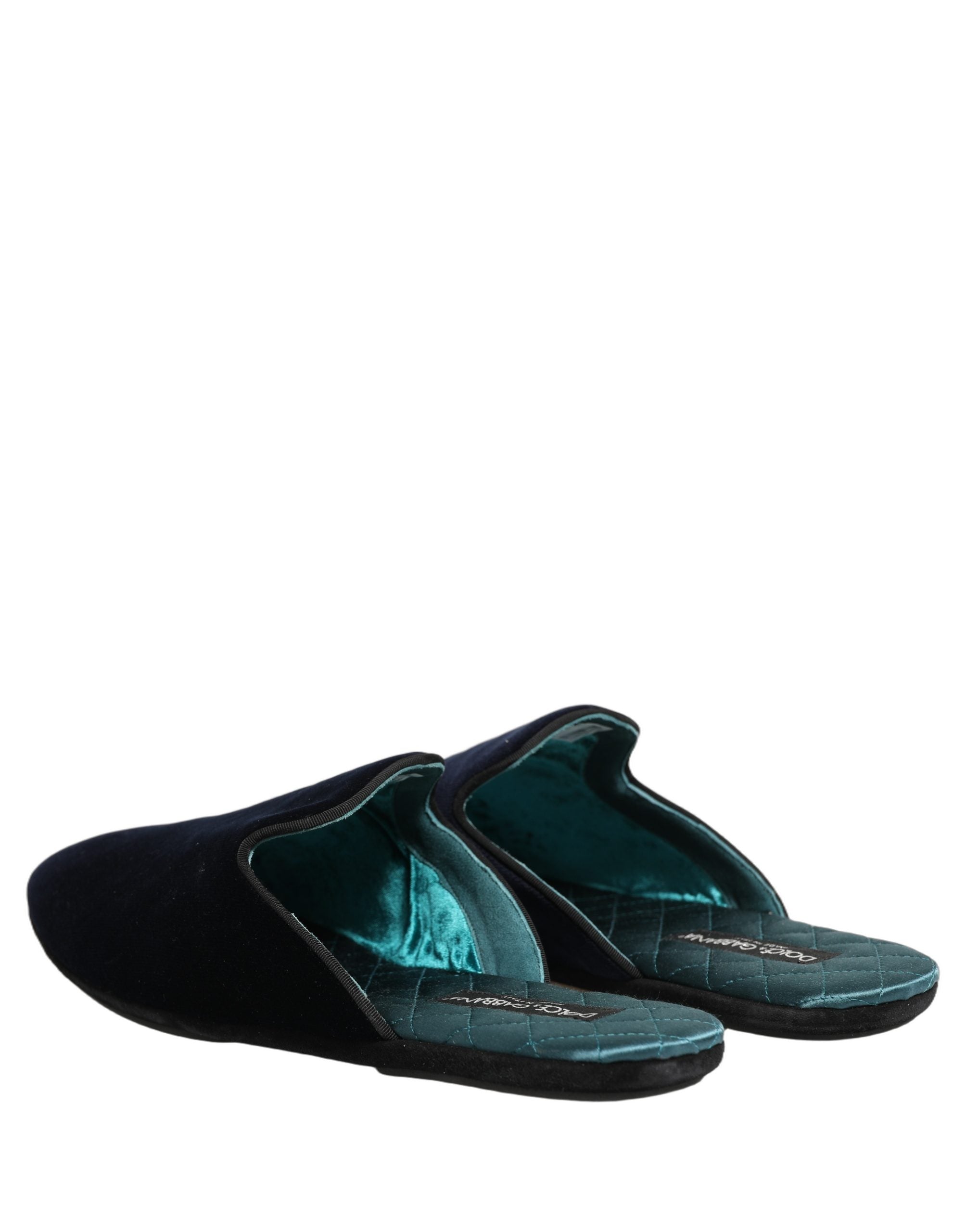 Dolce & Gabbana Dunkelblaue Wildleder-Slipper, flache Herrenschuhe