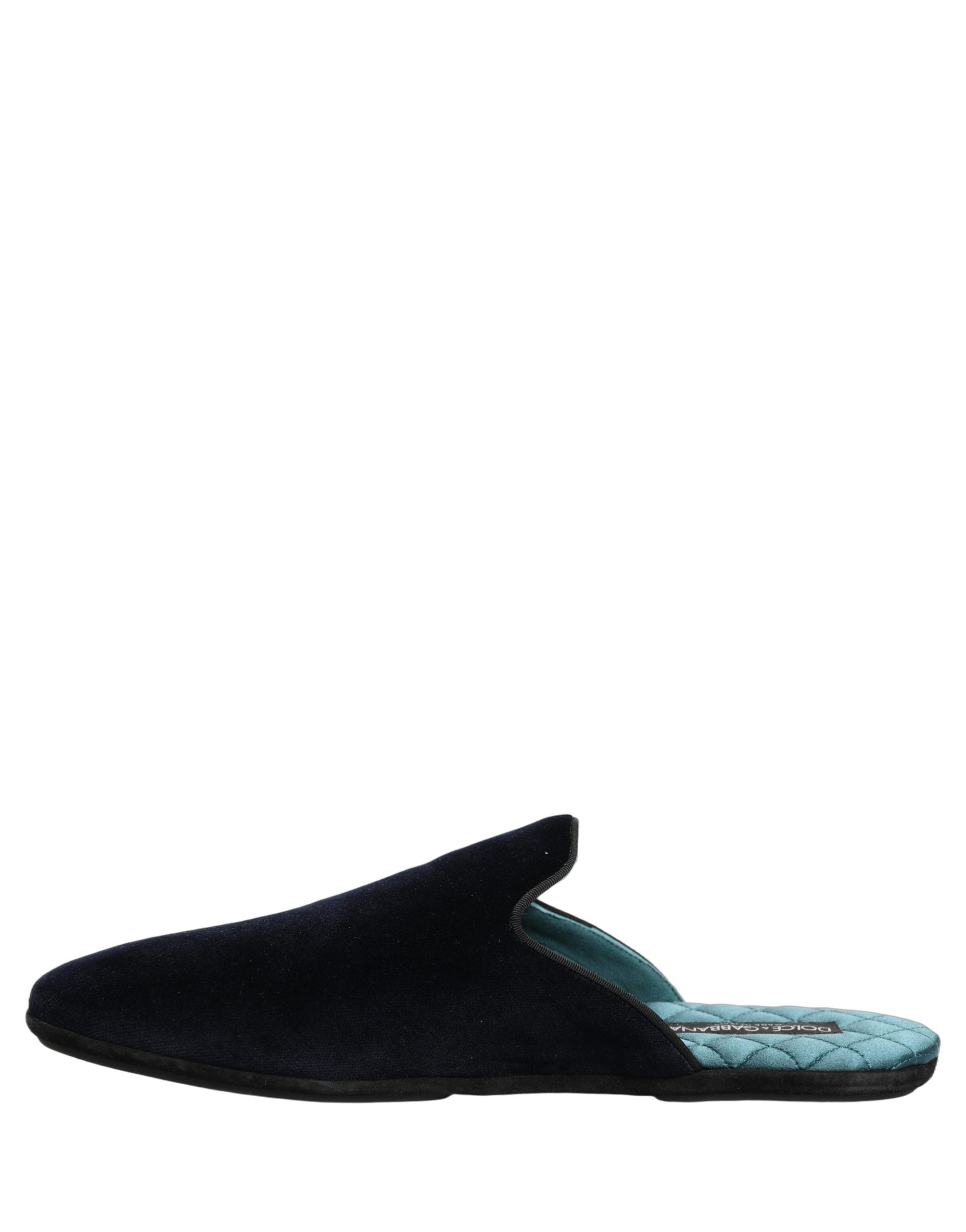 Dolce & Gabbana Dunkelblaue Wildleder-Slipper, flache Herrenschuhe