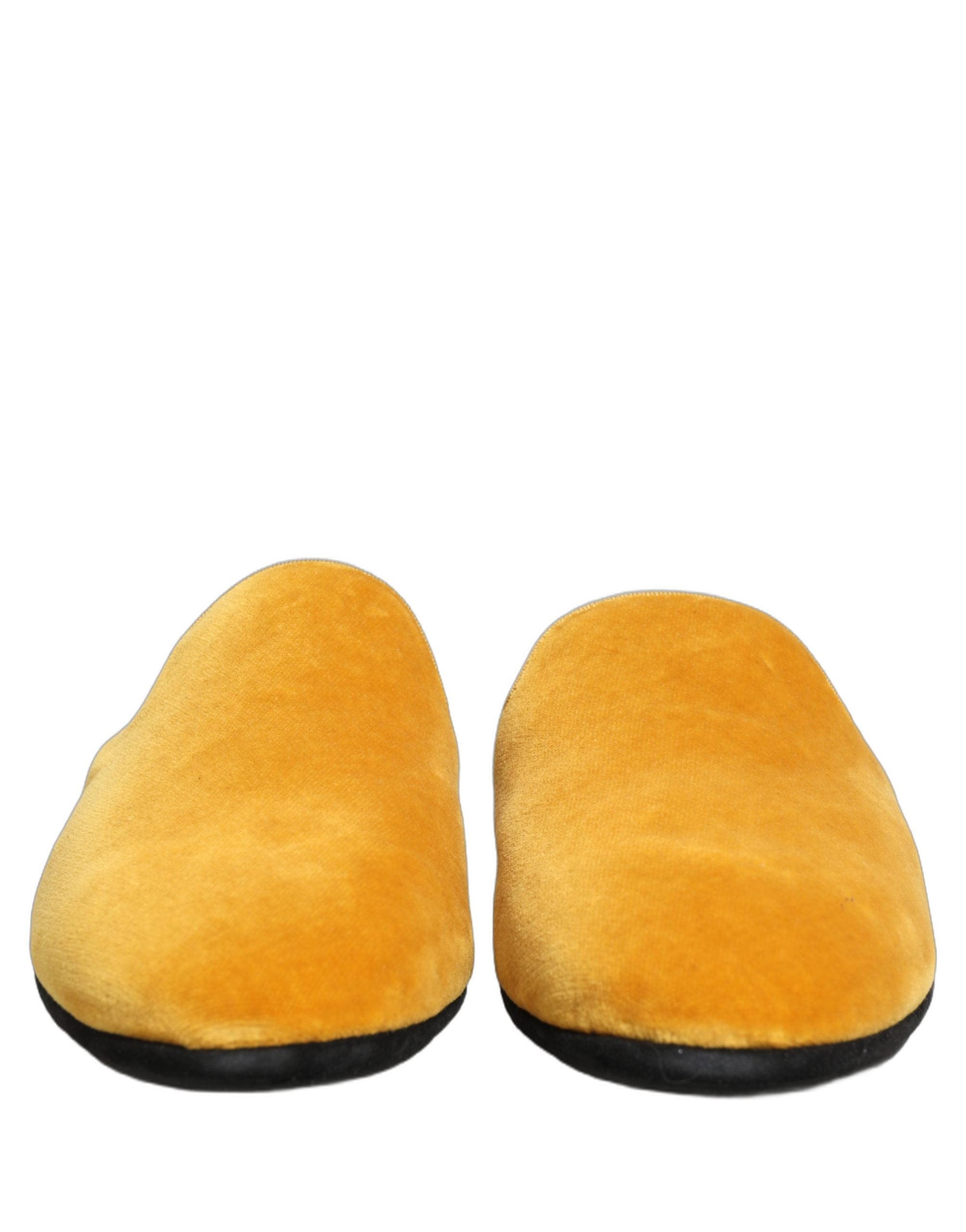 Dolce & Gabbana Gelbe Wildleder-Slipper, flache Herrenschuhe