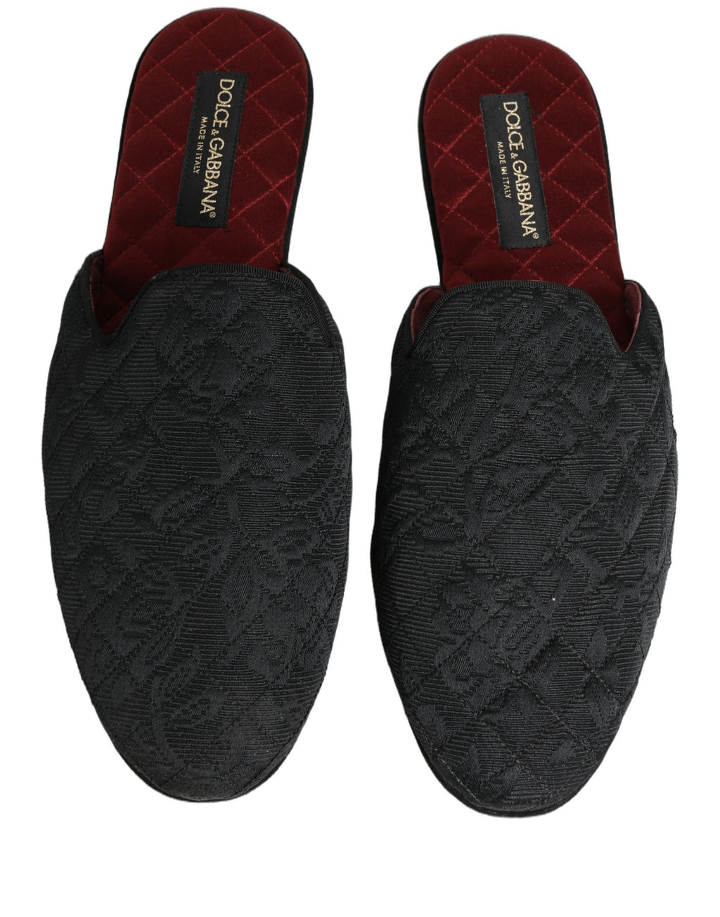 Dolce & Gabbana Schwarze Brokat-Slipper mit Blumenmuster