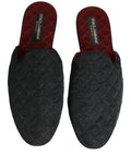 Dolce & Gabbana Schwarze Brokat-Slipper mit Blumenmuster