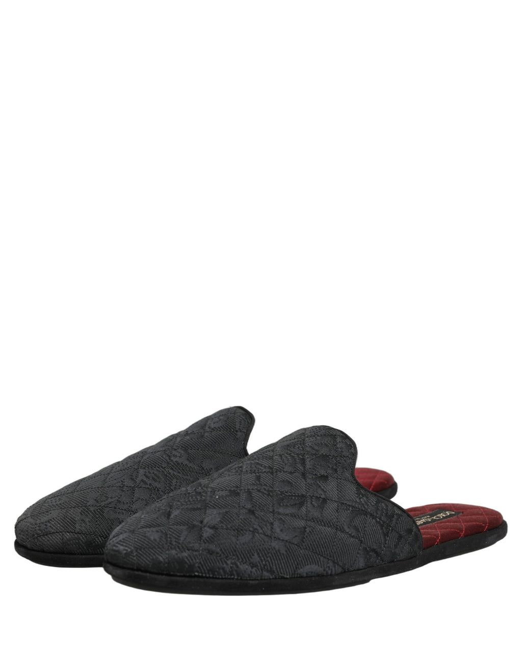 Dolce & Gabbana Schwarze Brokat-Slipper mit Blumenmuster