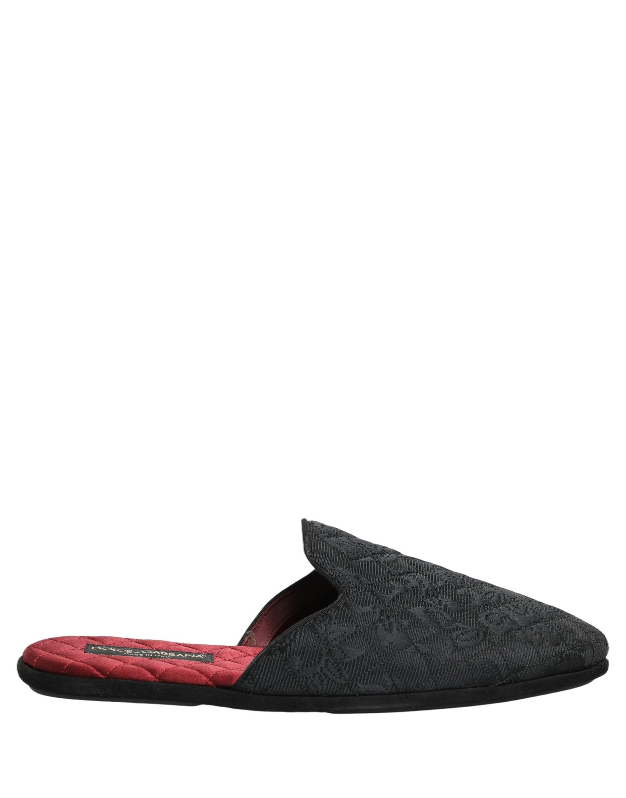 Dolce & Gabbana Schwarze Brokat-Slipper mit Blumenmuster