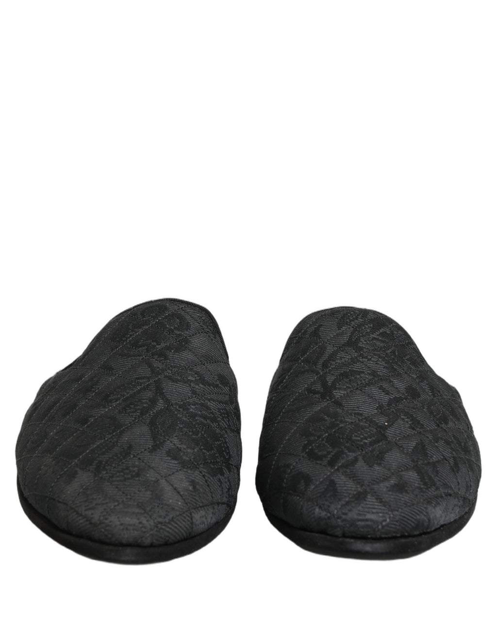 Dolce & Gabbana Schwarze Brokat-Slipper mit Blumenmuster