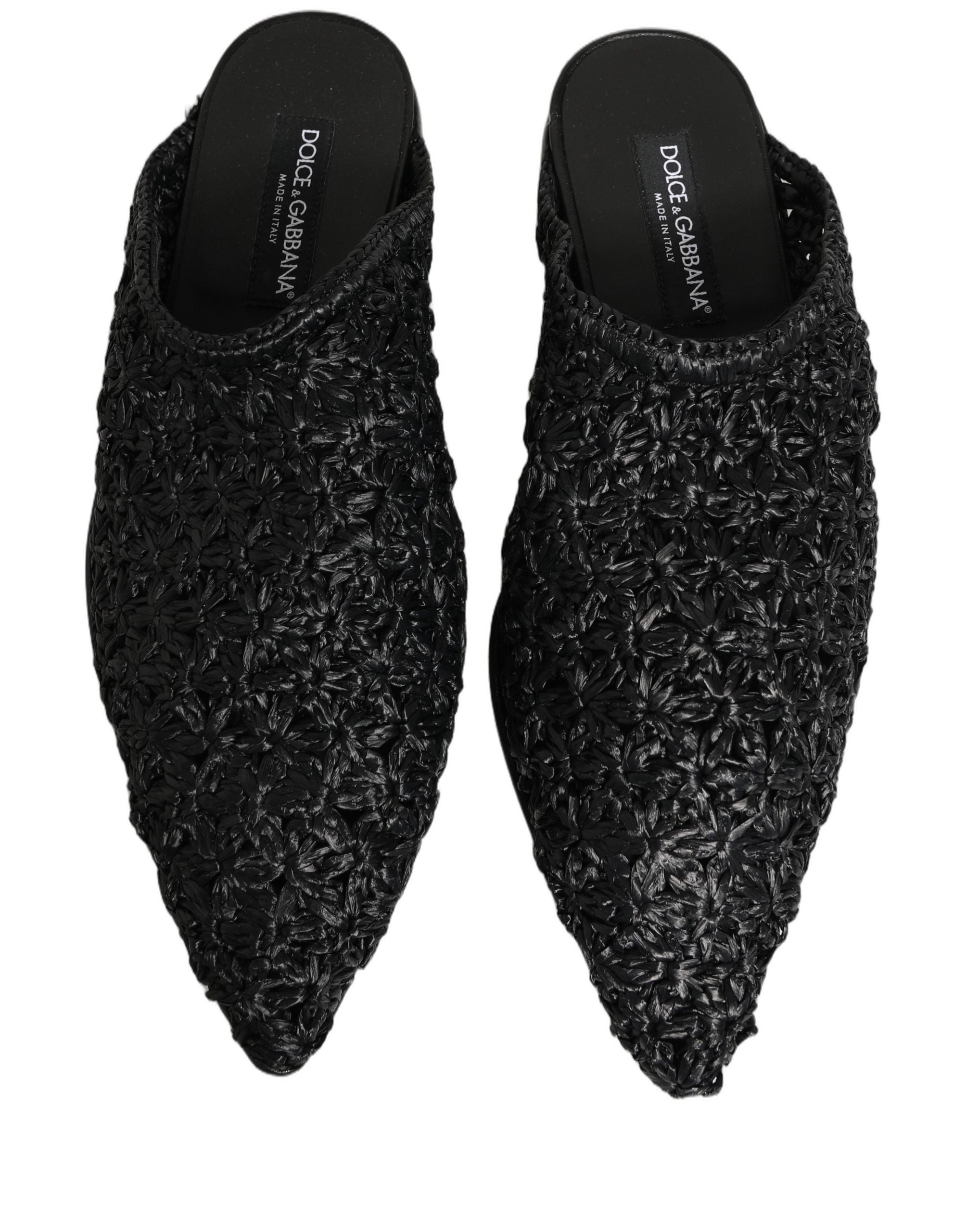 Dolce & Gabbana Schwarze Mules Pantoletten Herren Flats Schuhe