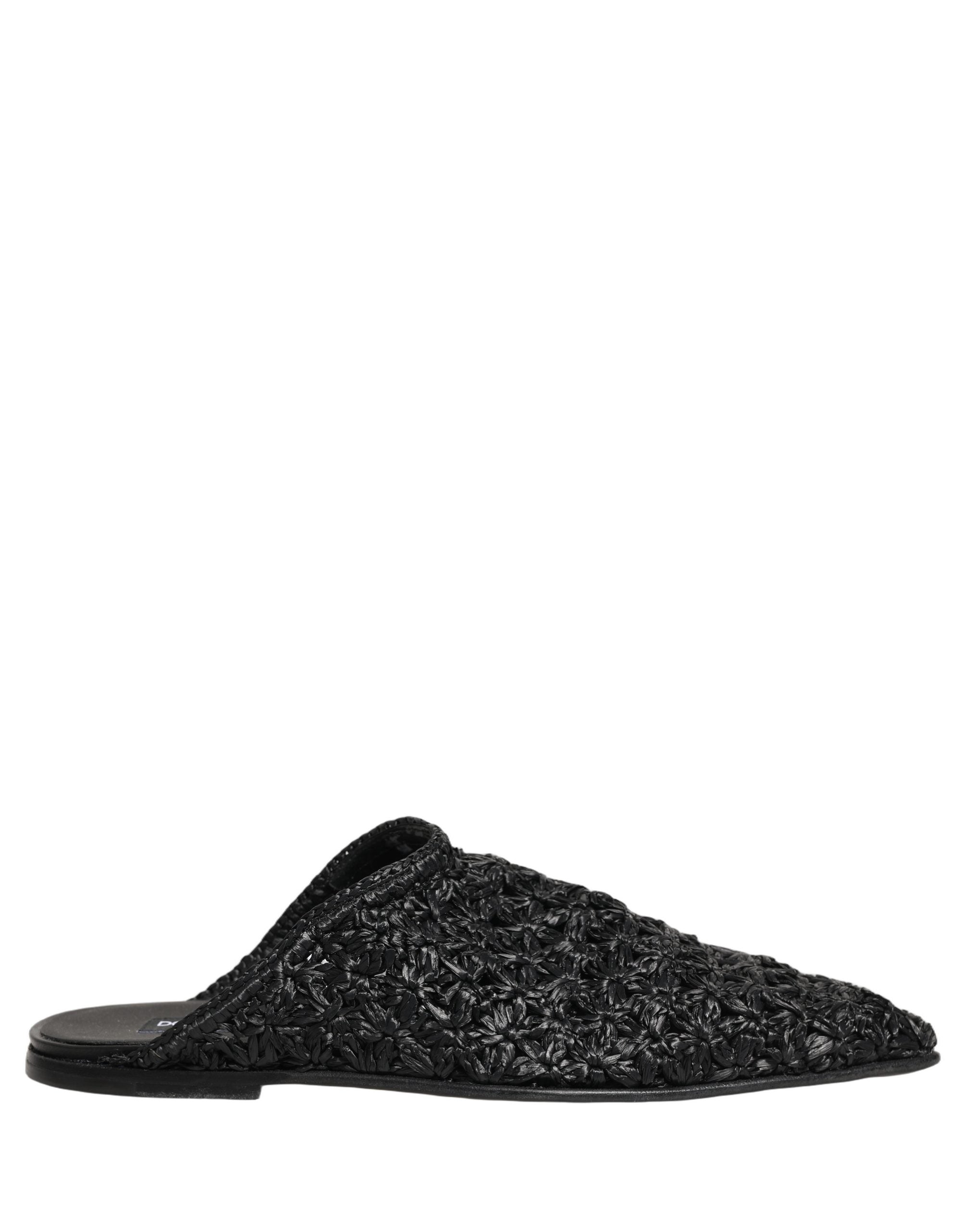 Dolce & Gabbana Schwarze Mules Pantoletten Herren Flats Schuhe