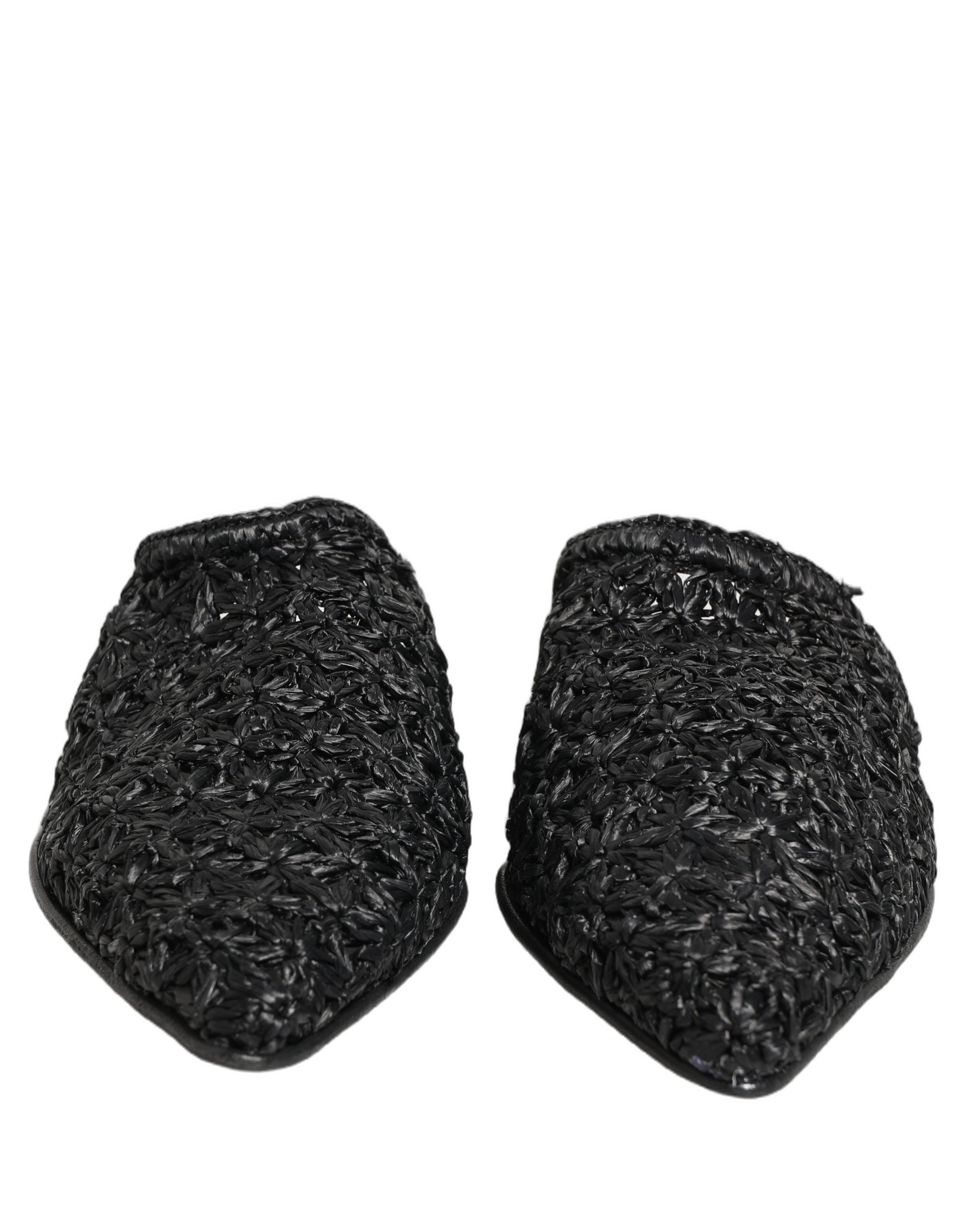 Dolce & Gabbana Schwarze Mules Pantoletten Herren Flats Schuhe