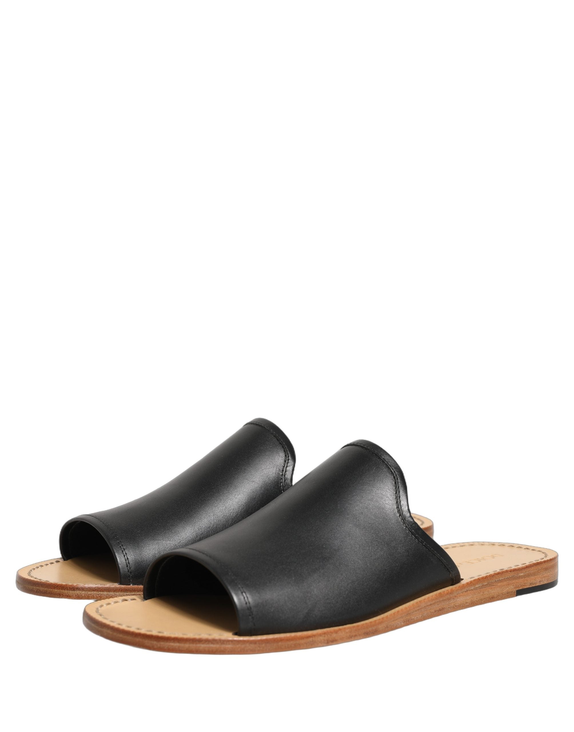 Dolce & Gabbana Braune Leder-Slipper Sandalen Flach Herrenschuhe