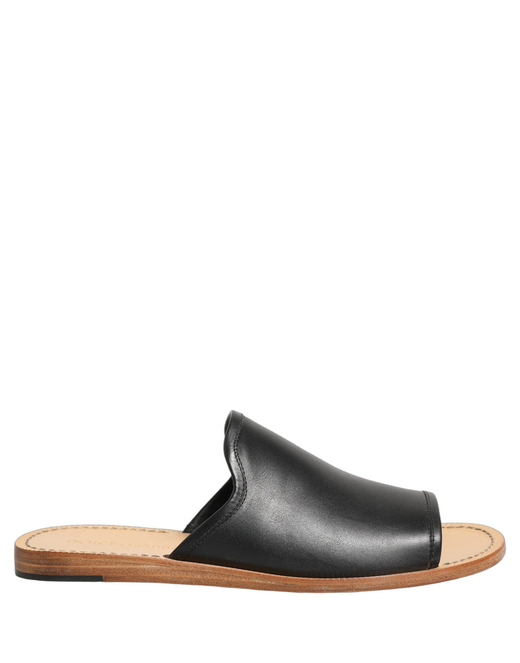 Dolce & Gabbana Braune Leder-Slipper Sandalen Flach Herrenschuhe
