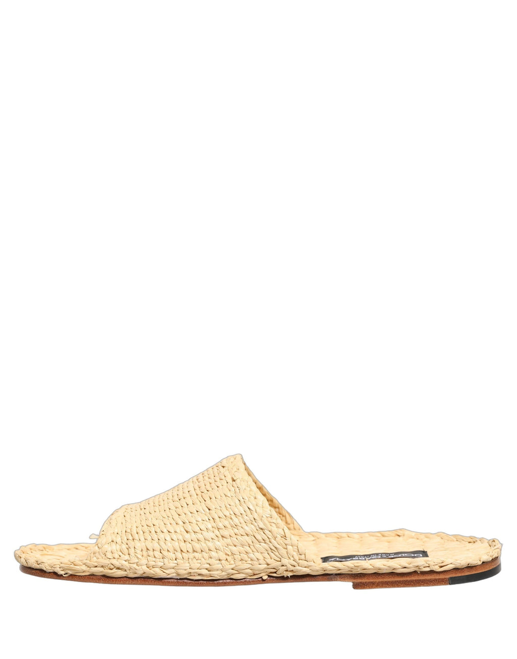 Dolce & Gabbana Beige Stroh-Raffia-Slipper Sandalen Flache Schuhe