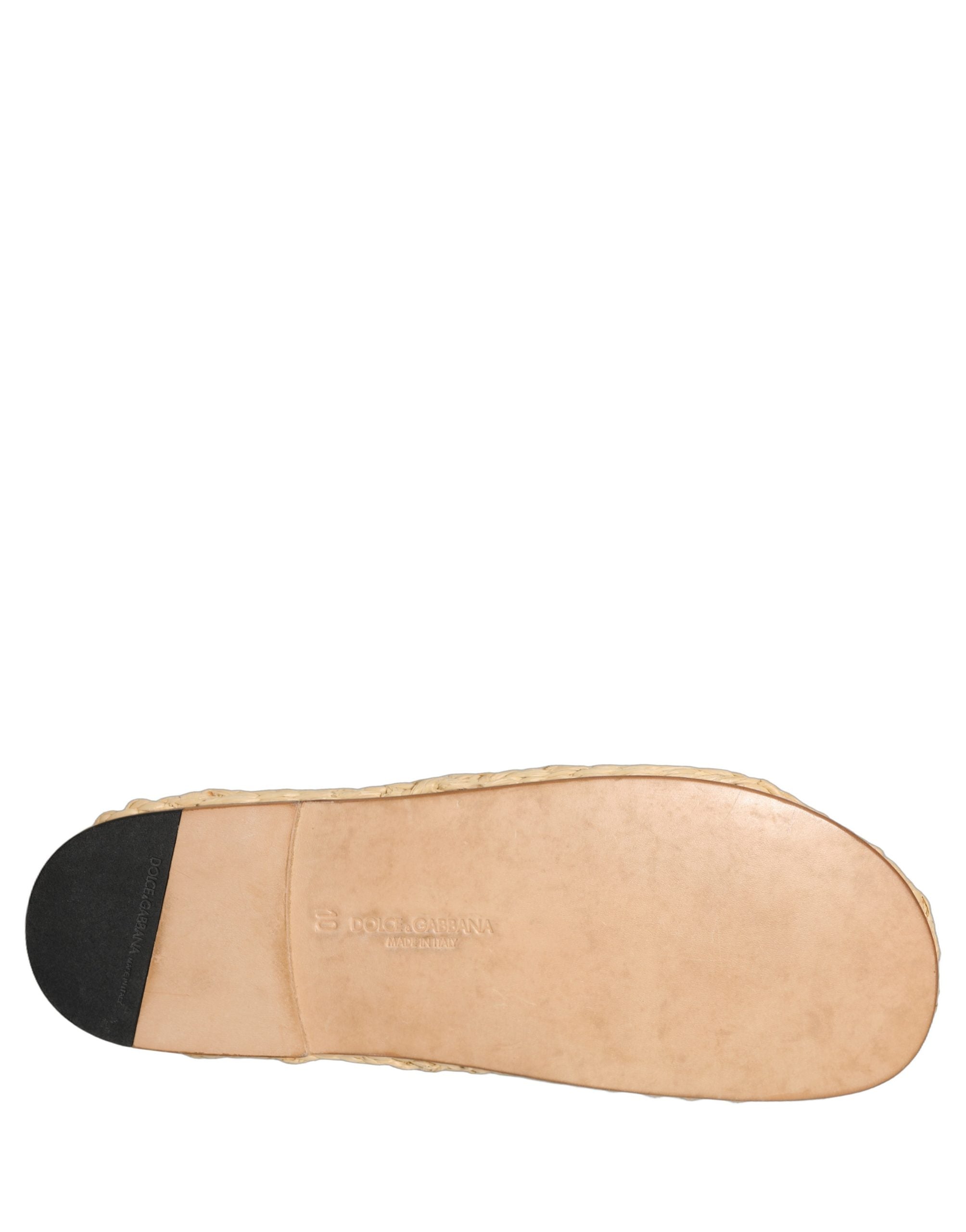 Dolce & Gabbana Beige Stroh-Raffia-Slipper Sandalen Flache Schuhe