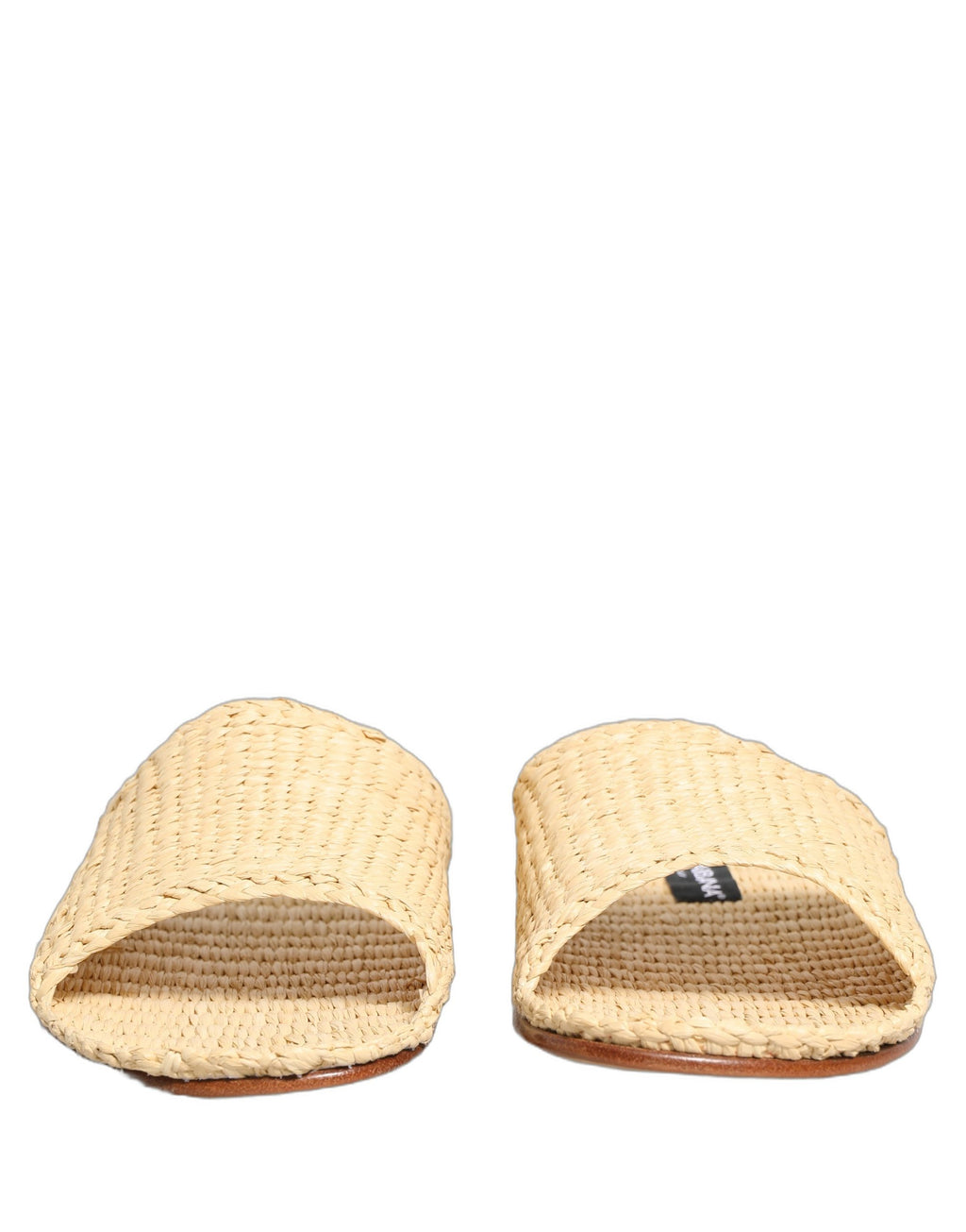 Dolce & Gabbana Beige Stroh-Raffia-Slipper Sandalen Flache Schuhe