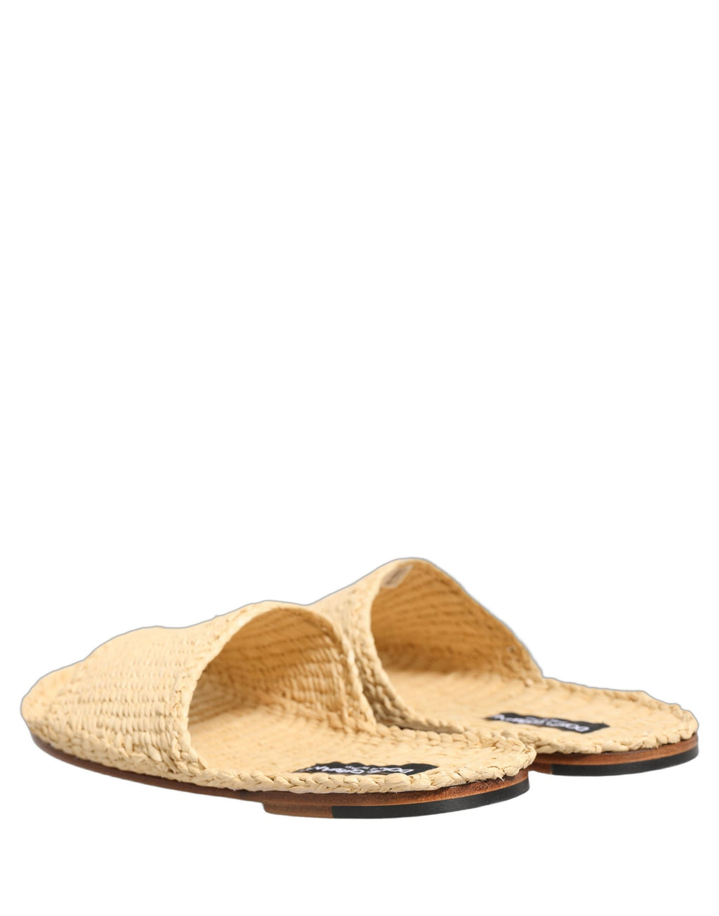 Dolce & Gabbana Beige Stroh-Raffia-Slipper Sandalen Flache Schuhe