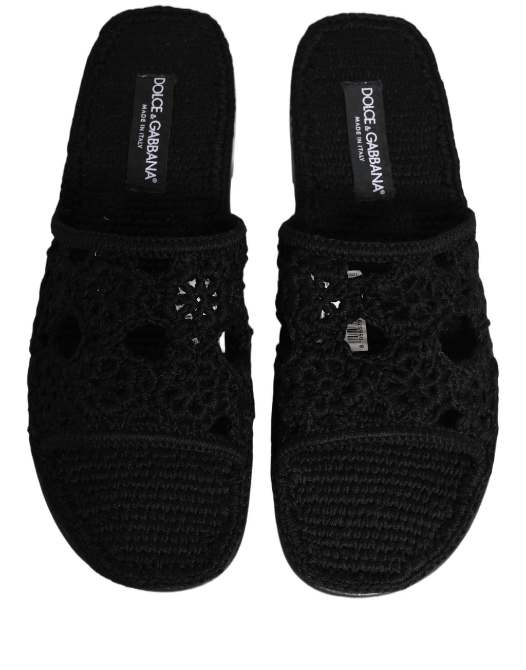 Dolce & Gabbana Schwarze Stoff-Slipper Sandalen Flache Schuhe