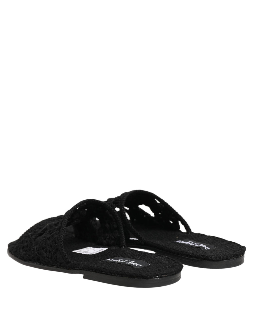Dolce & Gabbana Schwarze Stoff-Slipper Sandalen Flache Schuhe