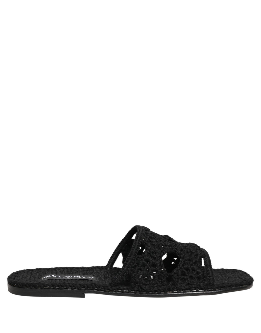 Dolce & Gabbana Schwarze Stoff-Slipper Sandalen Flache Schuhe