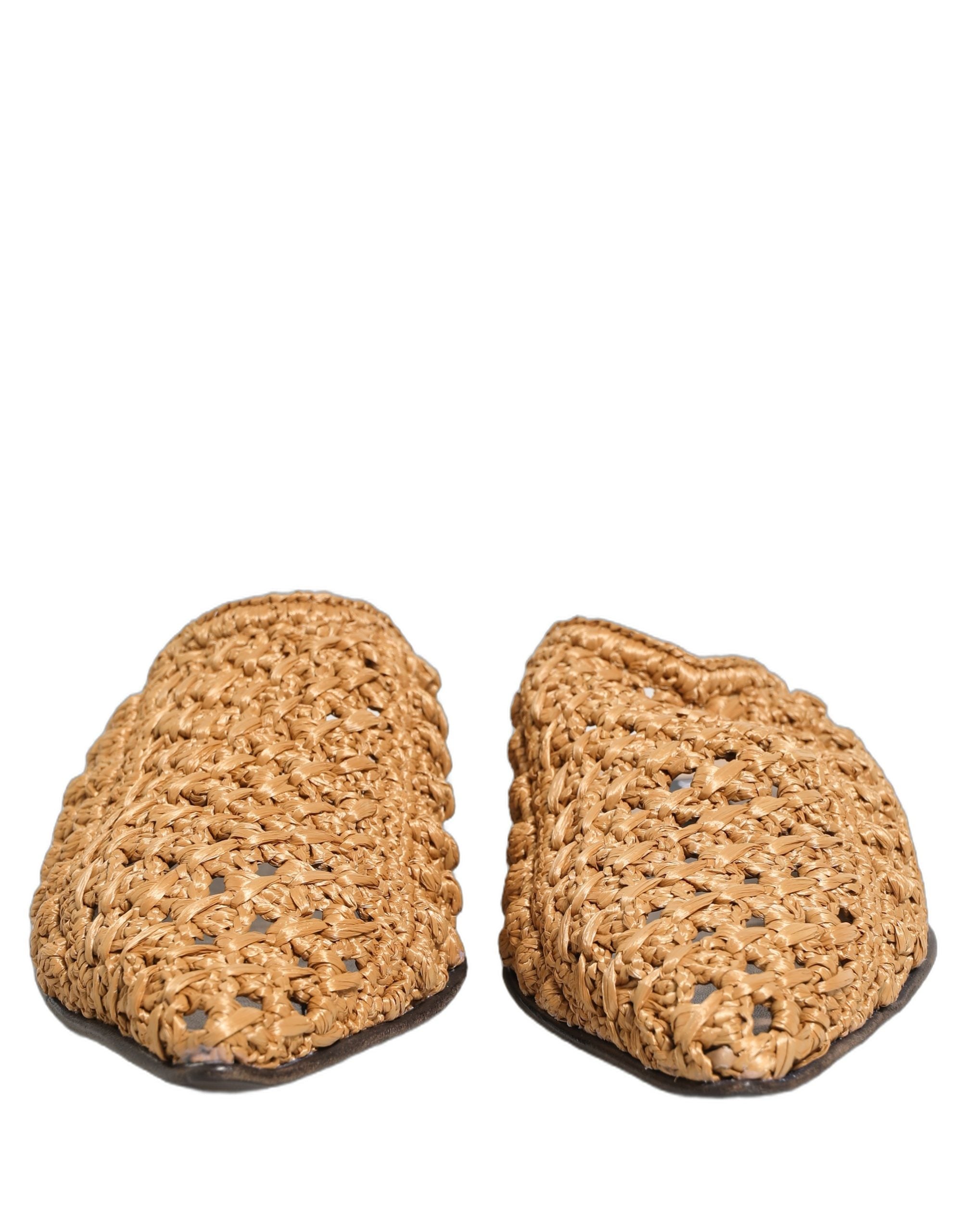 Dolce & Gabbana Beige geflochtene Espadrille-Sandalen