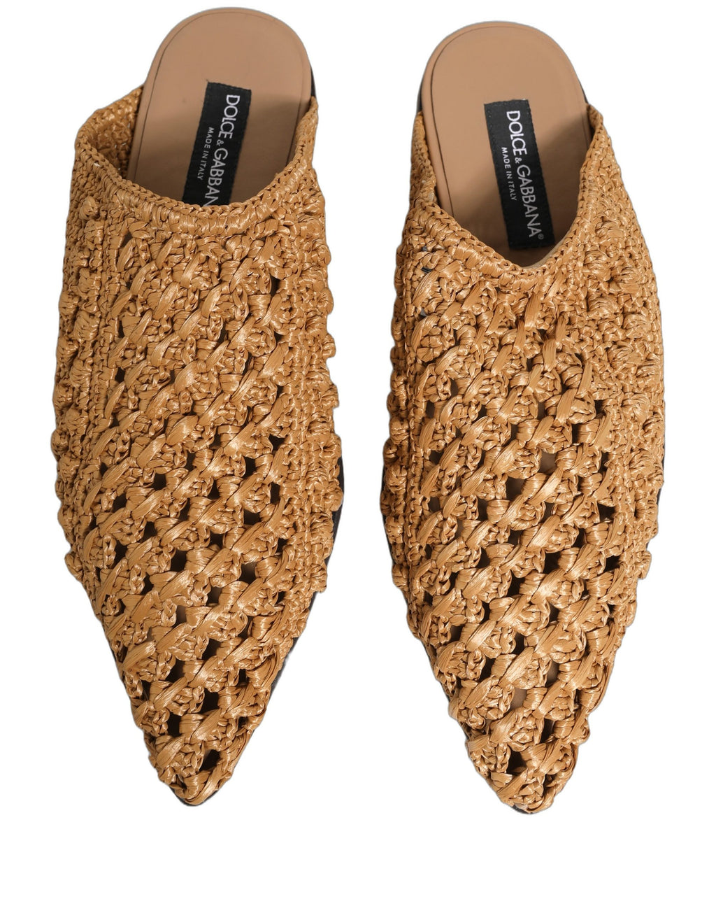 Dolce & Gabbana Beige geflochtene Espadrille-Sandalen