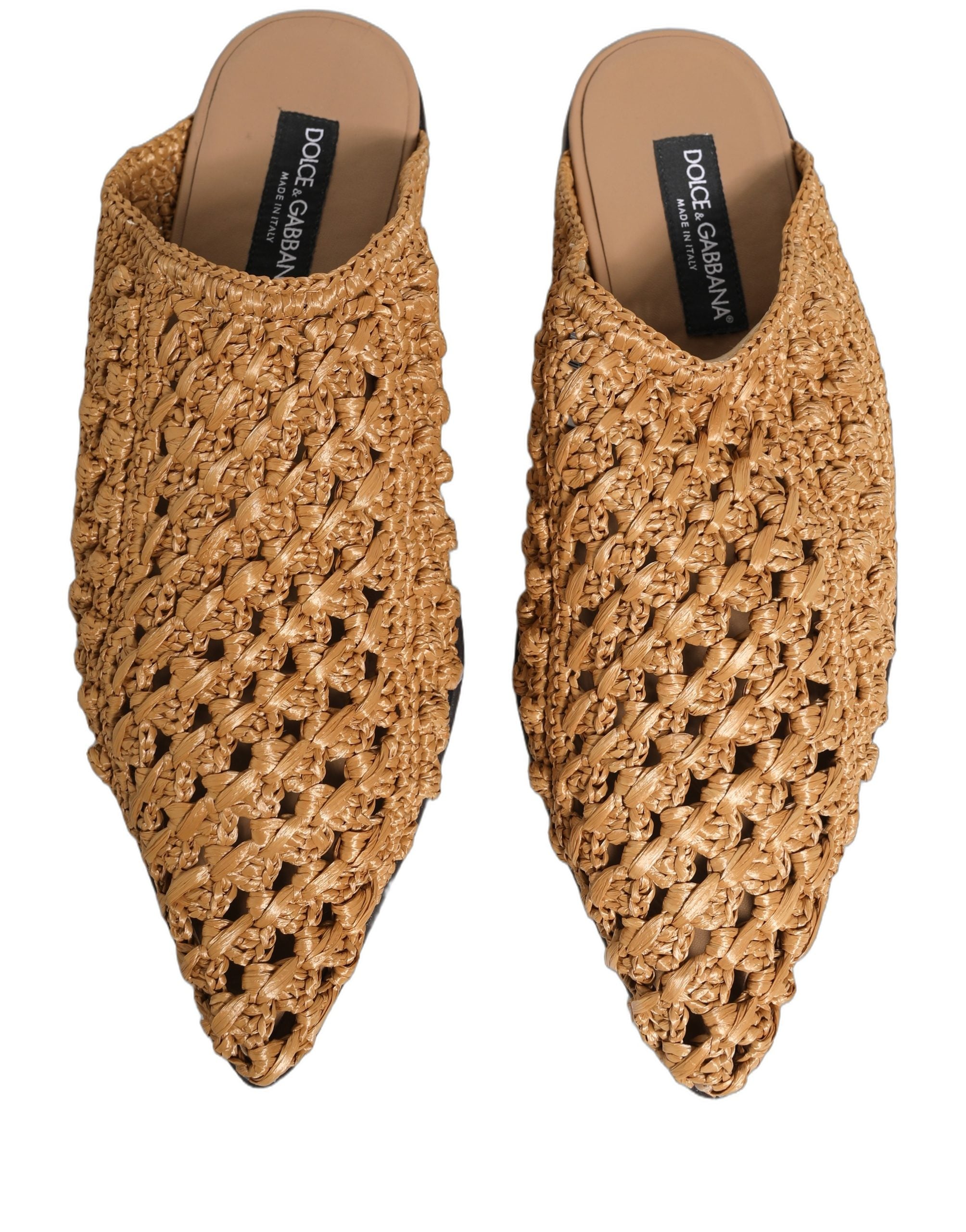 Dolce & Gabbana Beige geflochtene Espadrille-Sandalen
