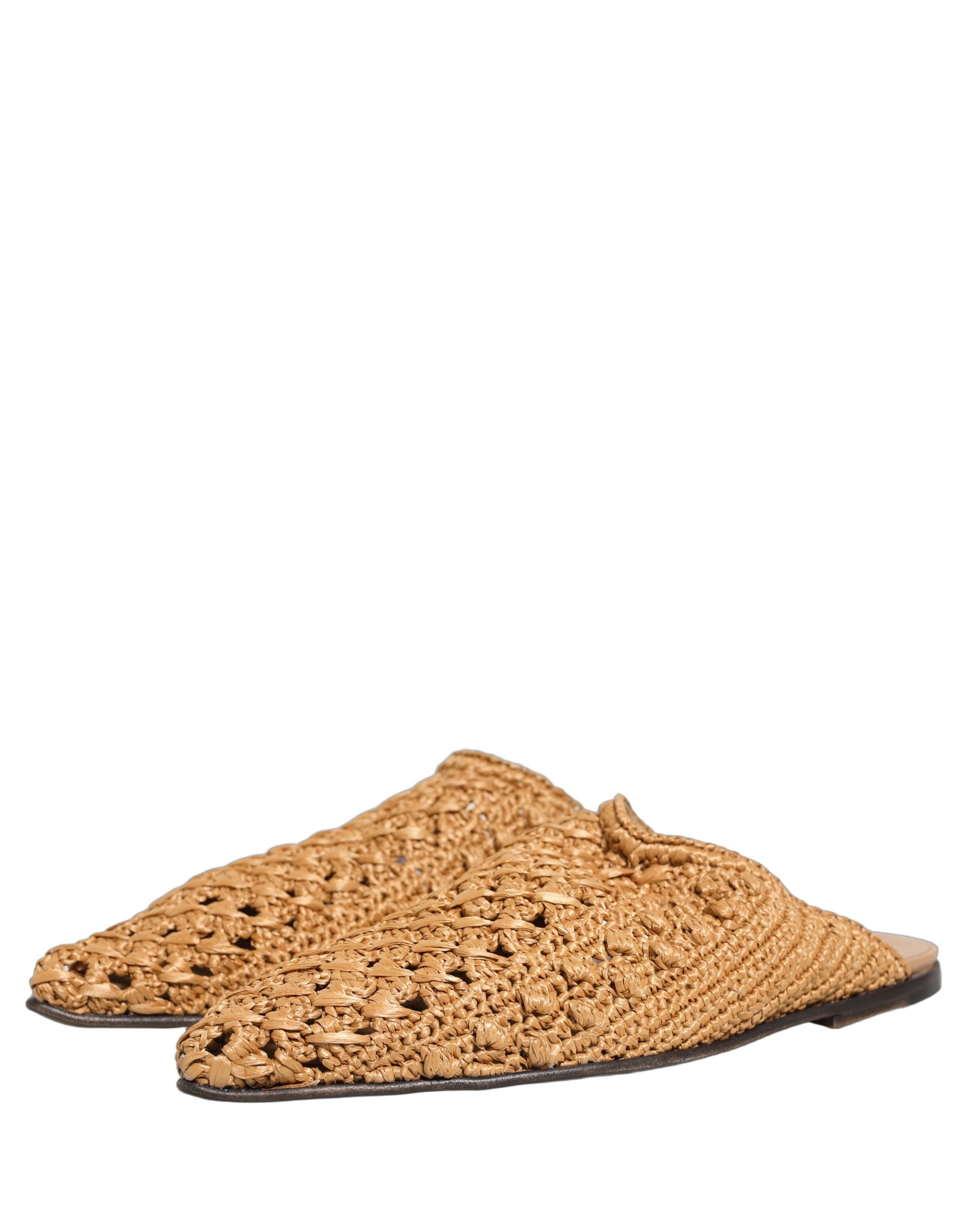 Dolce & Gabbana Beige geflochtene Espadrille-Sandalen