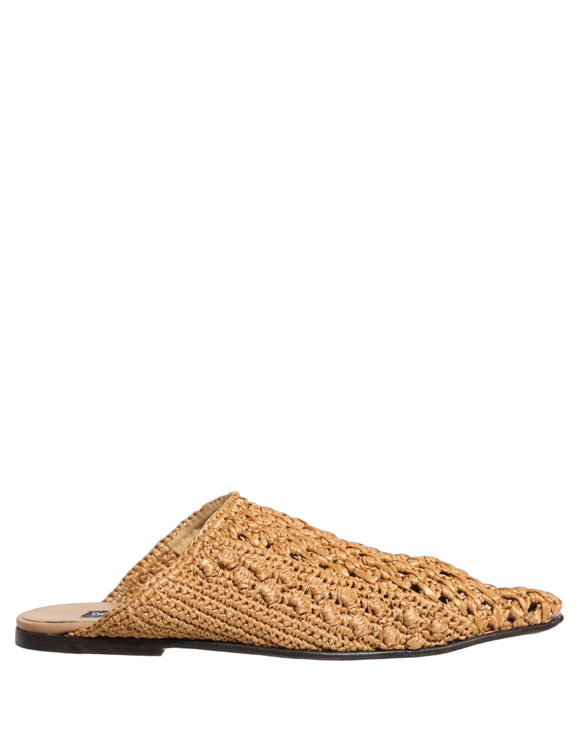 Dolce & Gabbana Beige geflochtene Espadrille-Sandalen