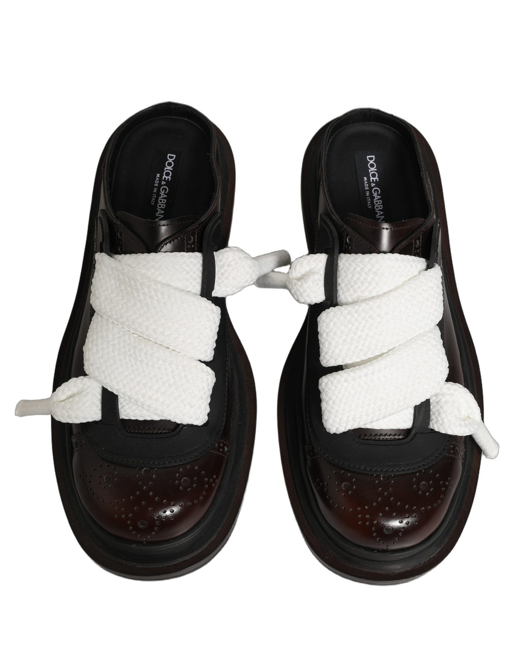 Dolce & Gabbana Braune Leder Pantoletten Herrenschuhe