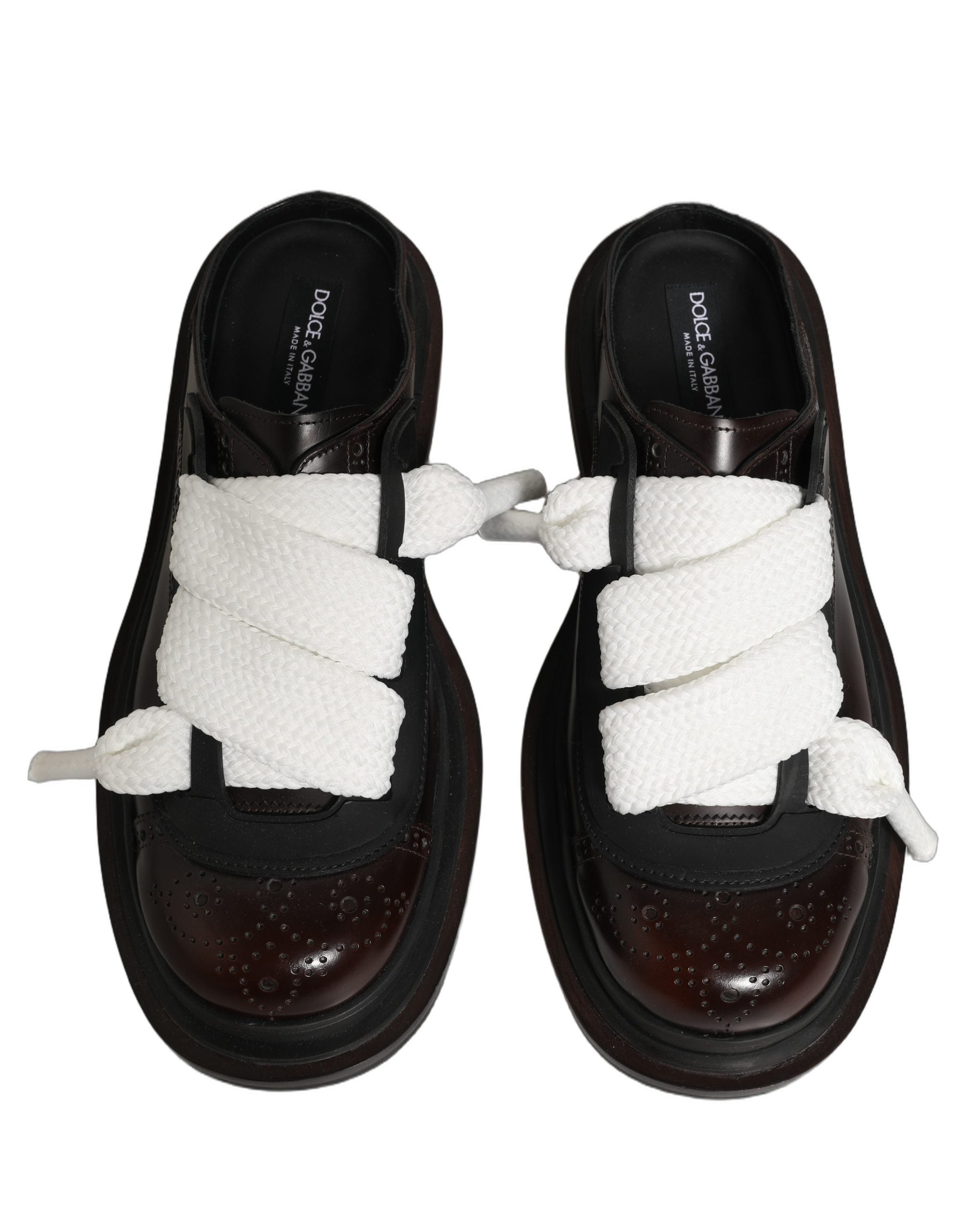Dolce & Gabbana Braune Leder Pantoletten Herrenschuhe