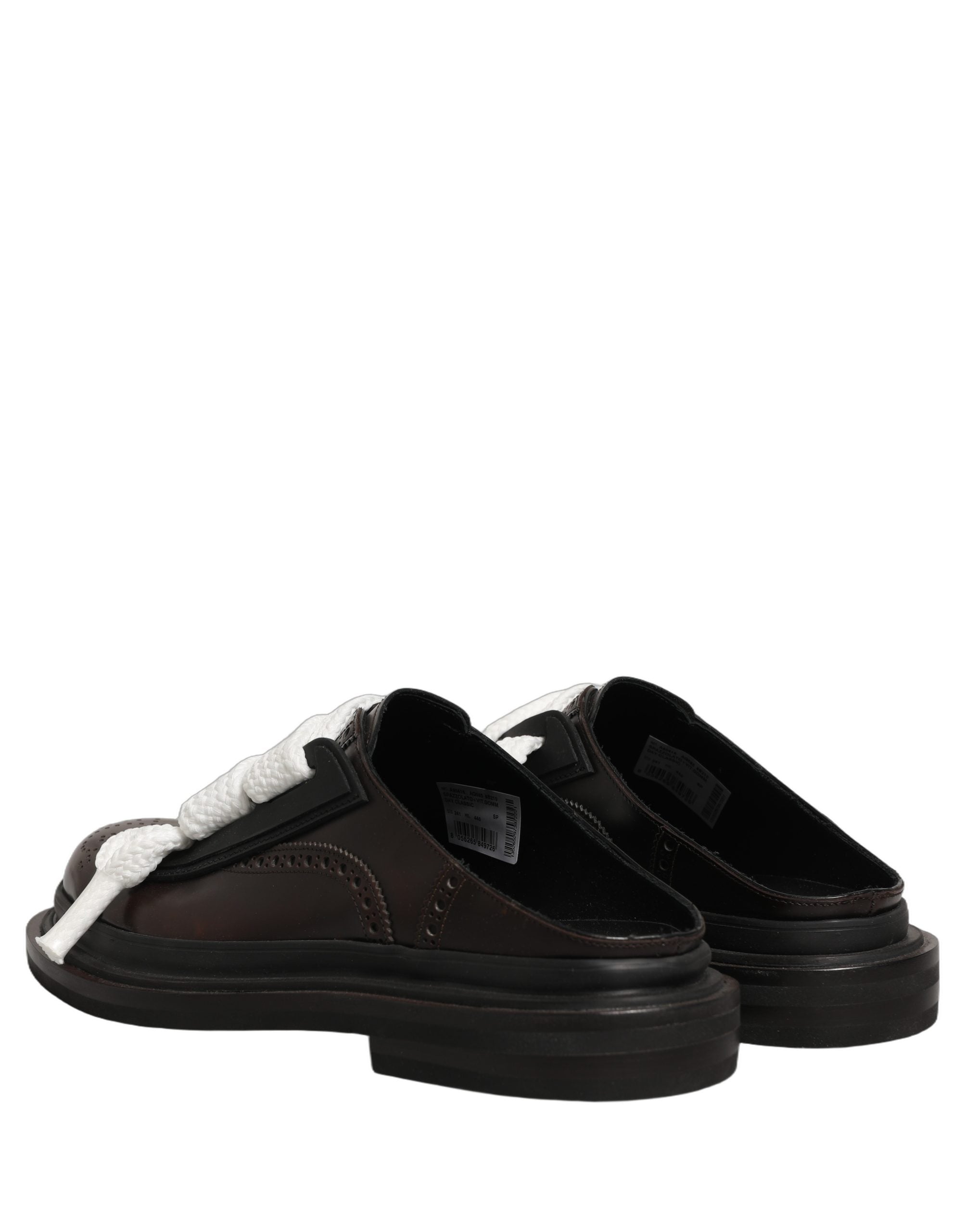 Dolce & Gabbana Braune Leder Pantoletten Herrenschuhe