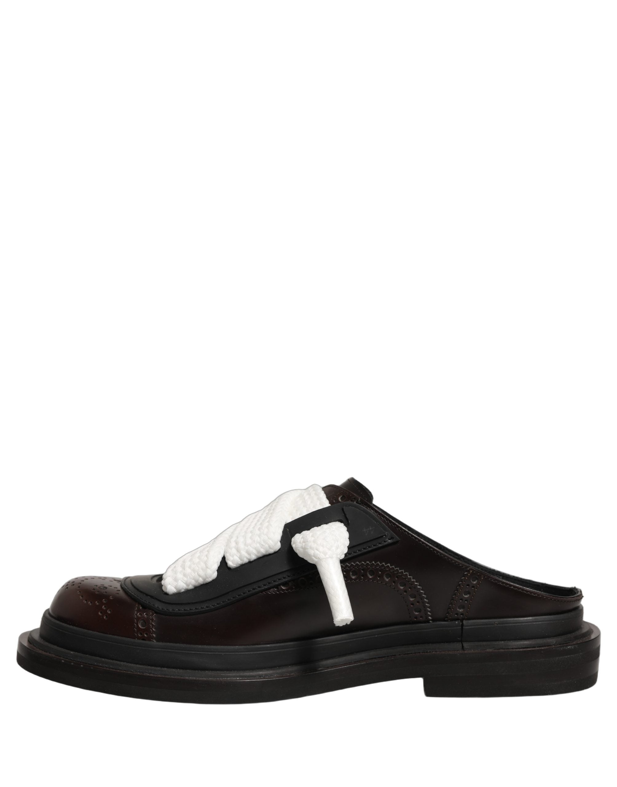 Dolce & Gabbana Braune Leder Pantoletten Herrenschuhe