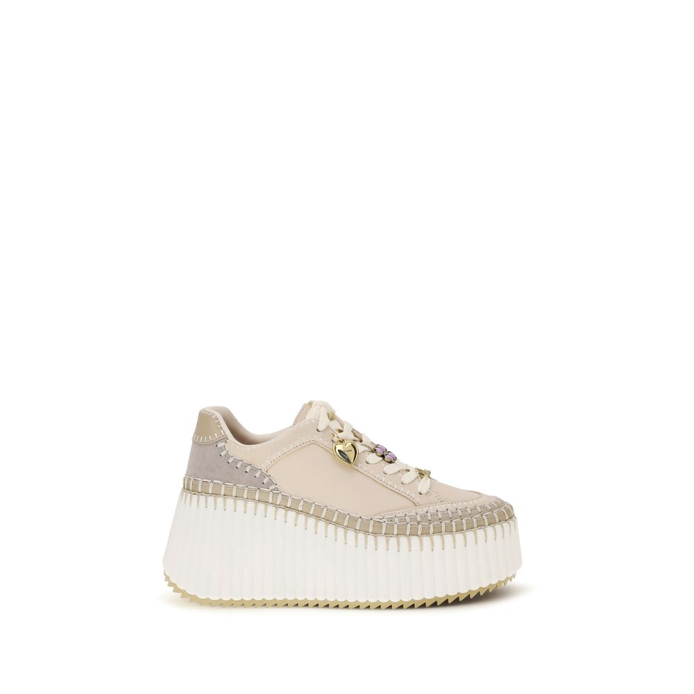 Chloé Beige Kalbsleder Bos Taurus Plateau-Sneaker