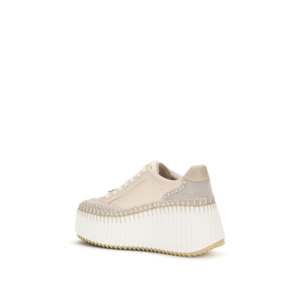 Chloé Beige Kalbsleder Bos Taurus Plateau-Sneaker