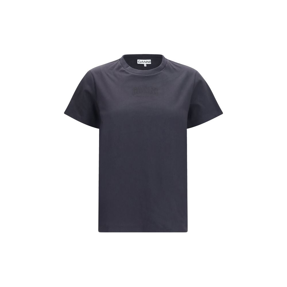 Ganni Schwarzes Baumwoll-T-Shirt