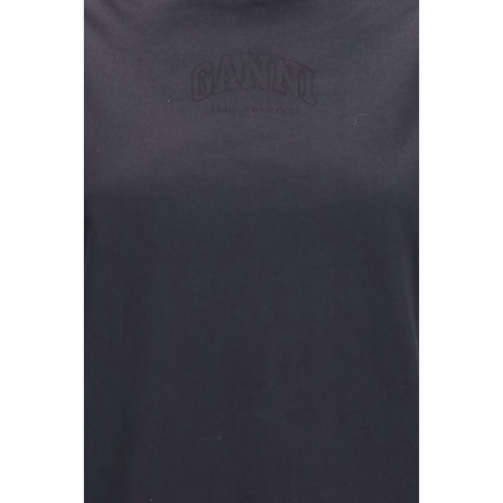 Ganni Schwarzes Baumwoll-T-Shirt