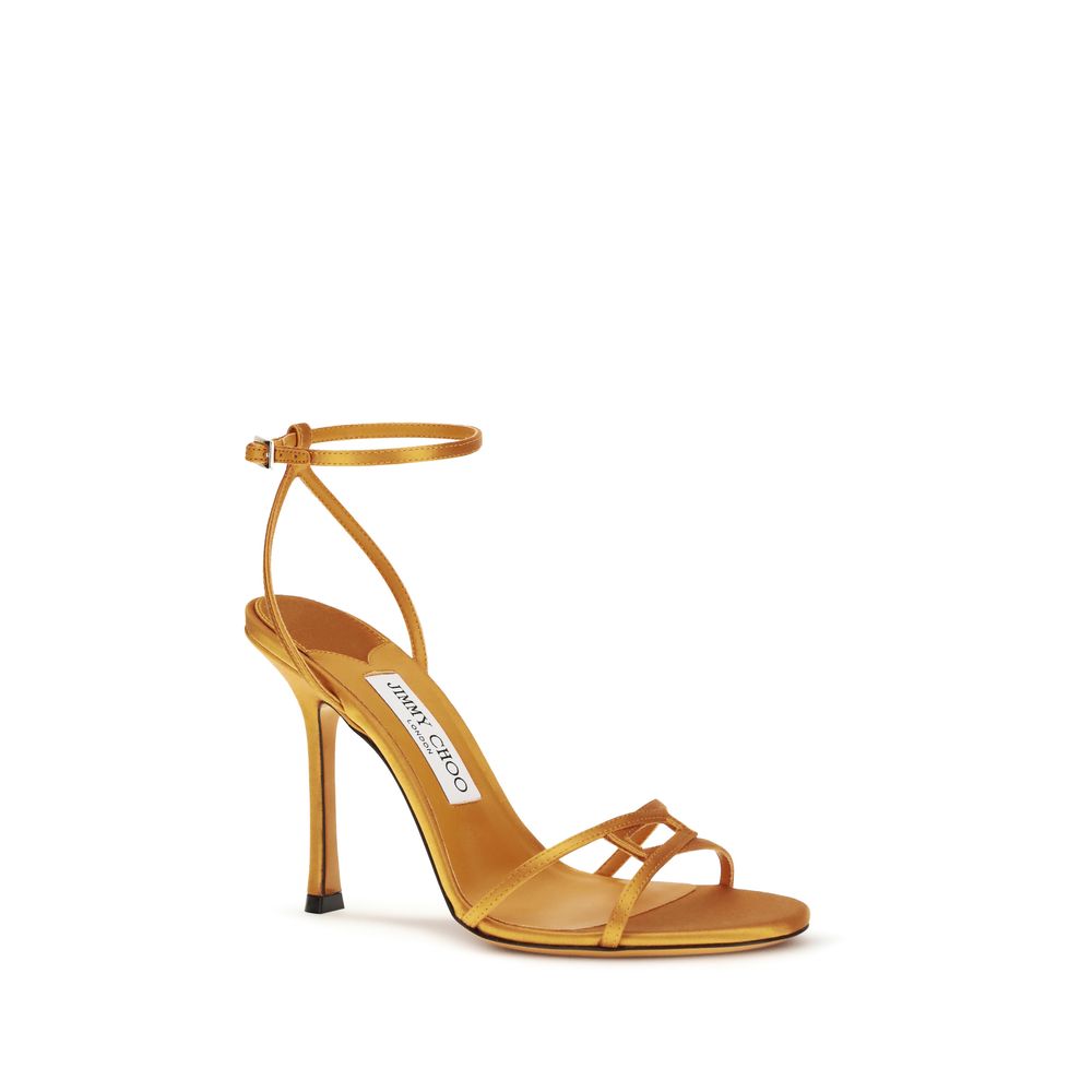 Jimmy Choo Orange Seiden-Stiletto-Sandalen