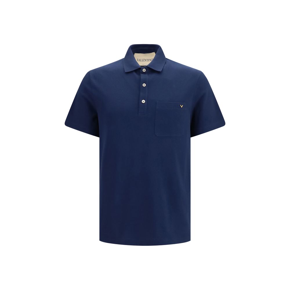 Valentino Blaues Baumwoll-Polohemd