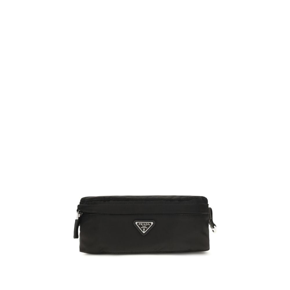 Prada Schwarze Clutch aus recyceltem Polyamid