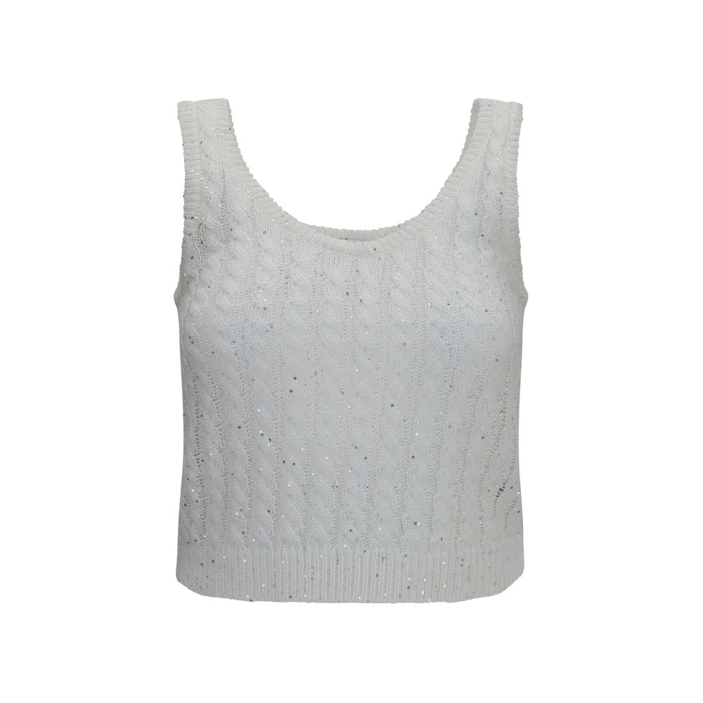 Brunello Cucinelli Weiße Leinen-Tanktops