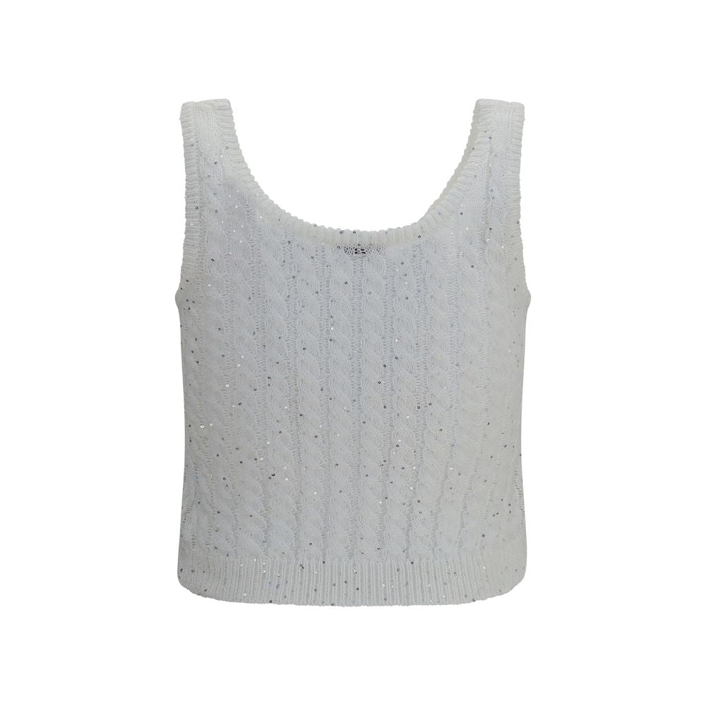 Brunello Cucinelli Weiße Leinen-Tanktops