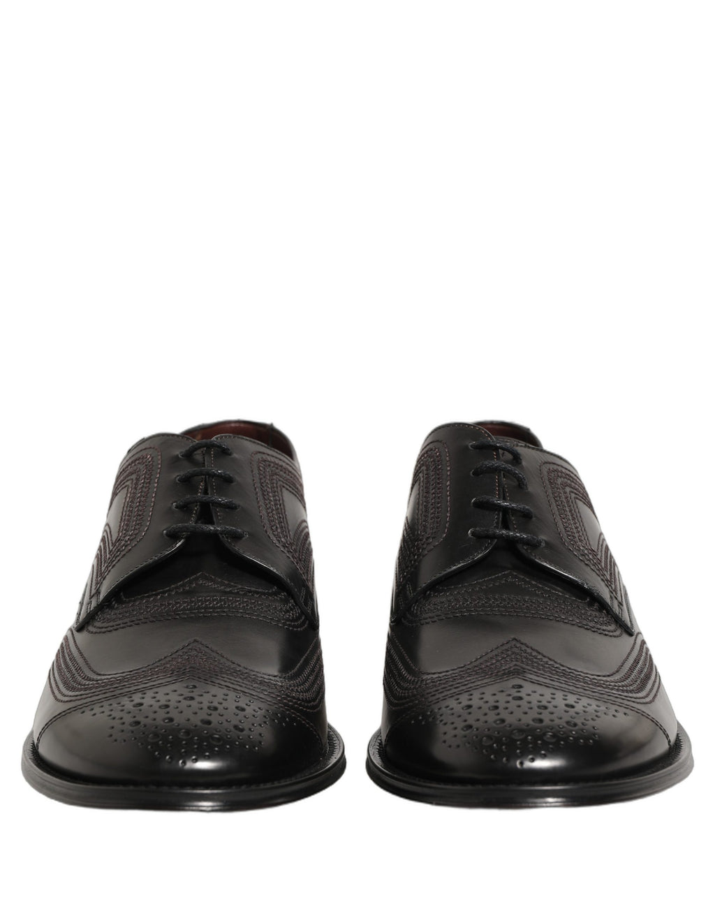 Dolce & Gabbana Schwarze Leder Derby-Schnürschuhe mit Stickerei