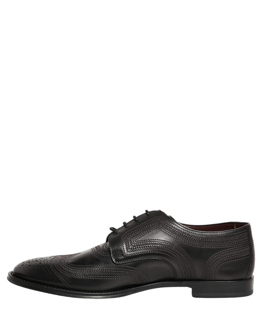 Dolce & Gabbana Schwarze Leder Derby-Schnürschuhe mit Stickerei