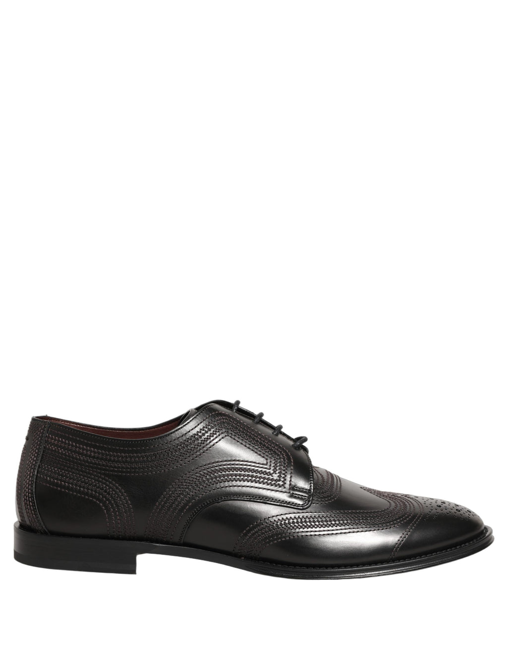Dolce & Gabbana Schwarze Leder Derby-Schnürschuhe mit Stickerei