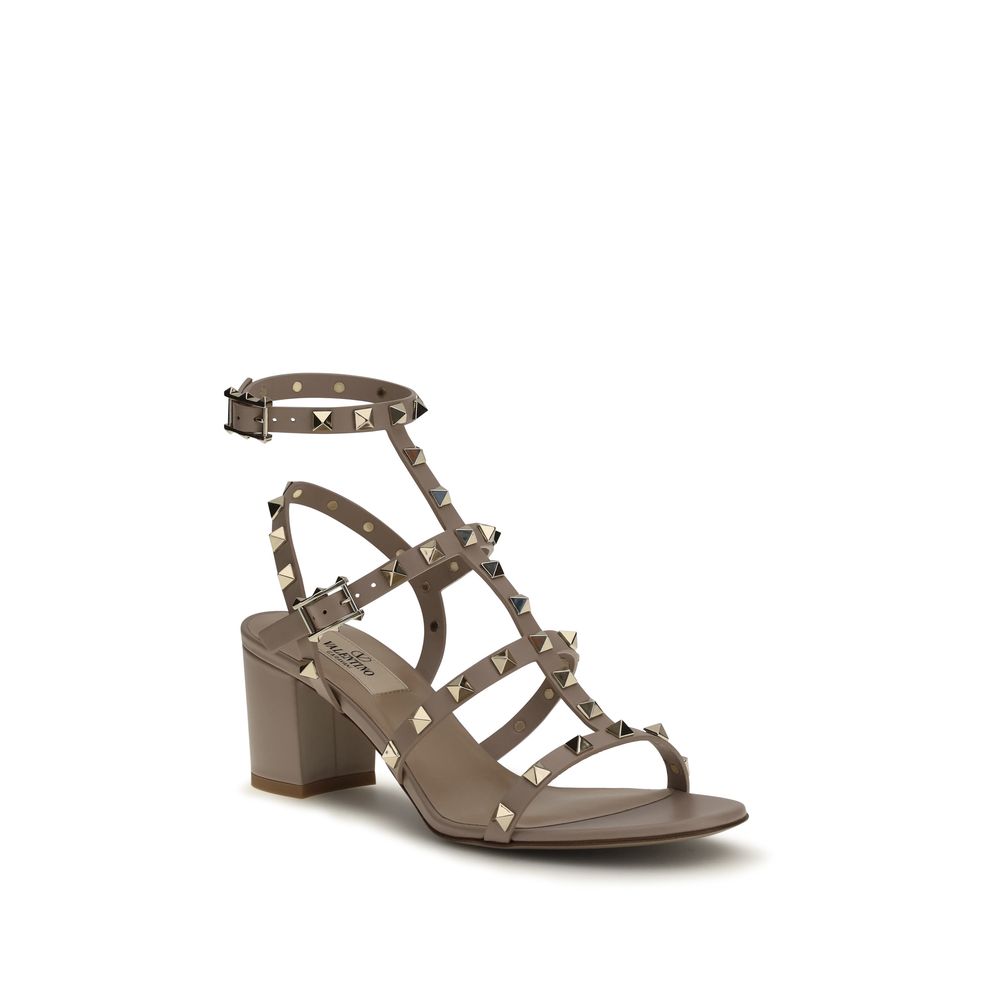 Valentino Garavani Beige Calf Leather Bos Taurus Riemen-Sandalen