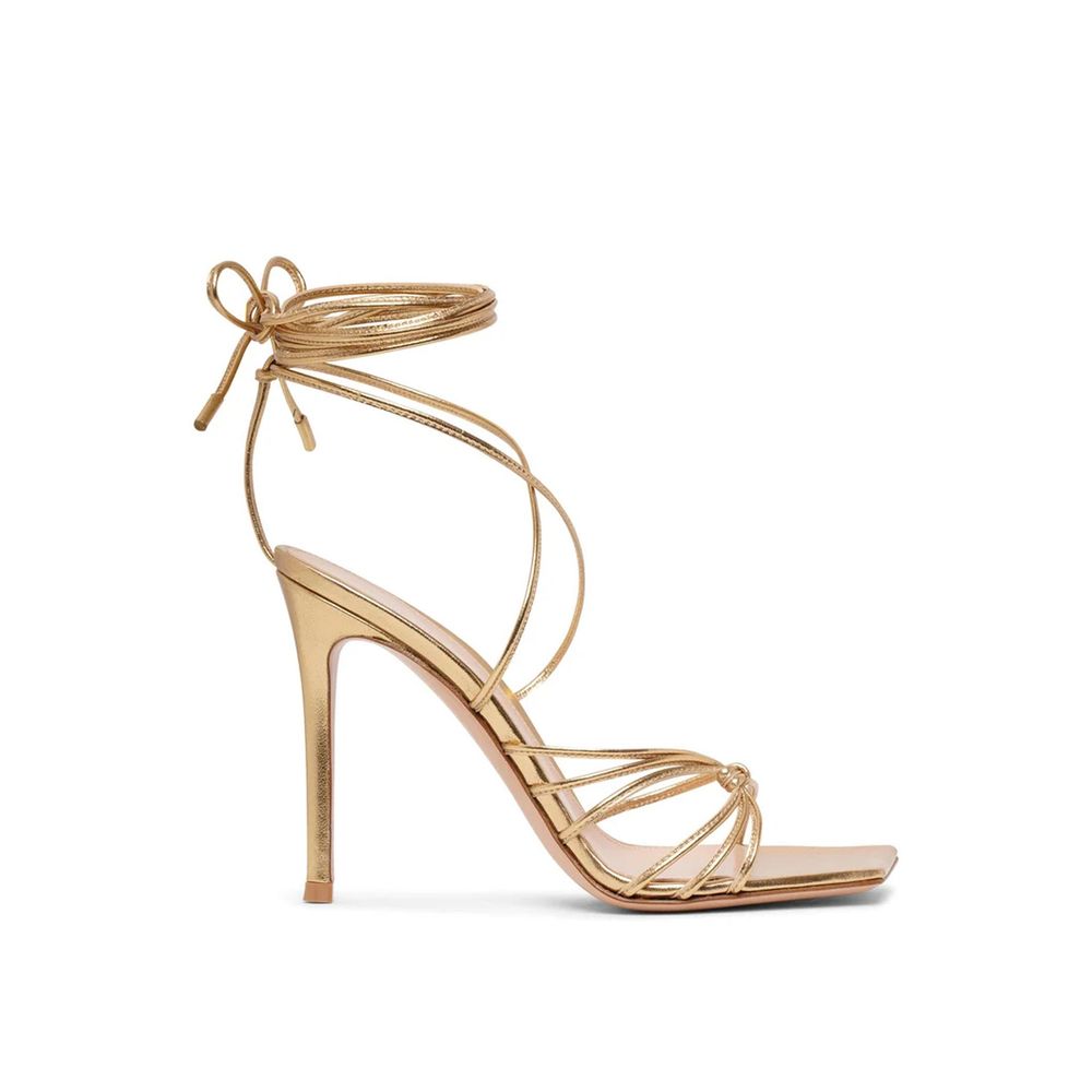 Gianvito Rossi Stiletto-Sandalen aus goldenem Kalbsleder