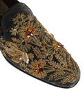 Dolce & Gabbana Schwarze Samt-Loafer mit Verzierungen