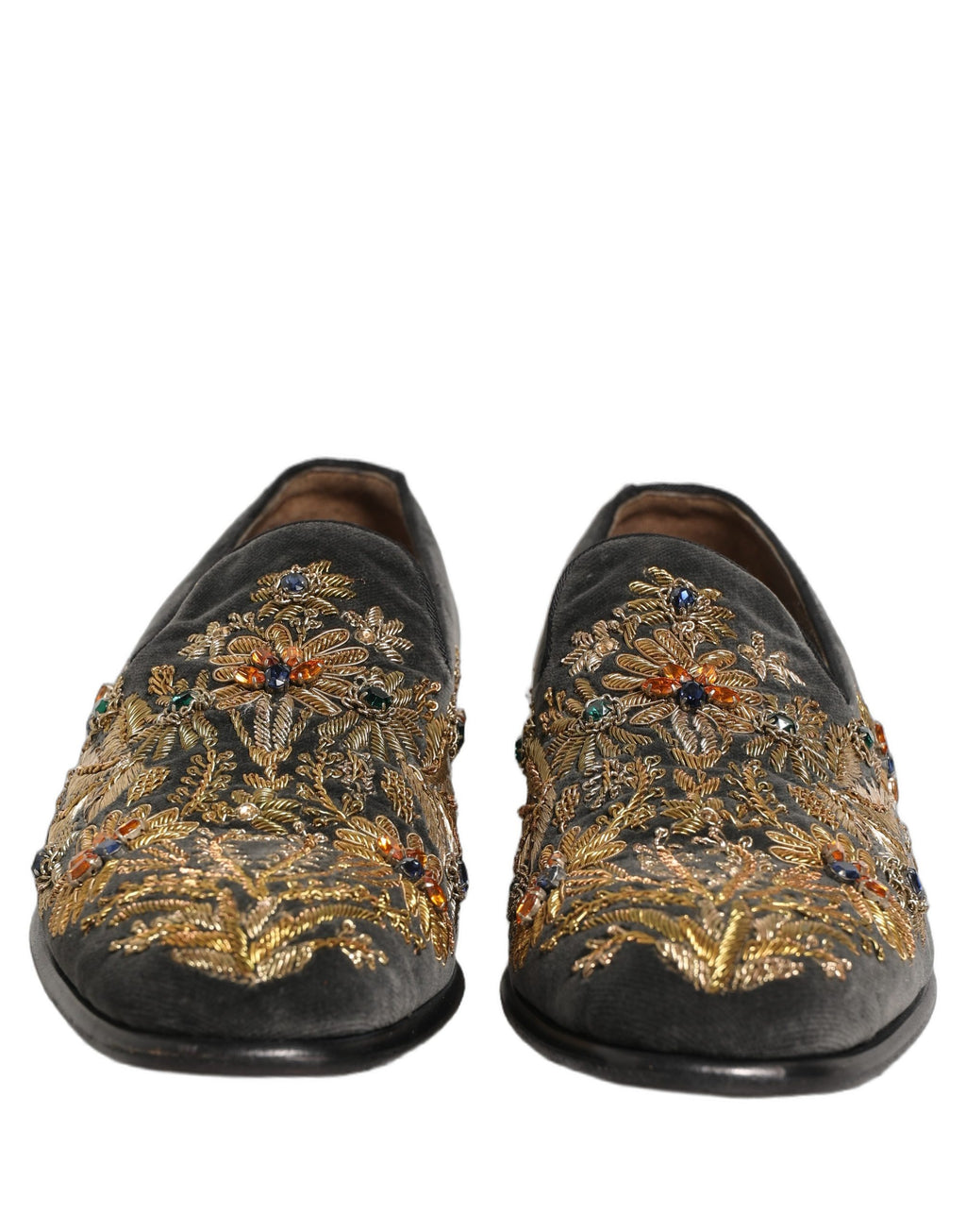 Dolce & Gabbana Schwarze Samt-Loafer mit Verzierungen